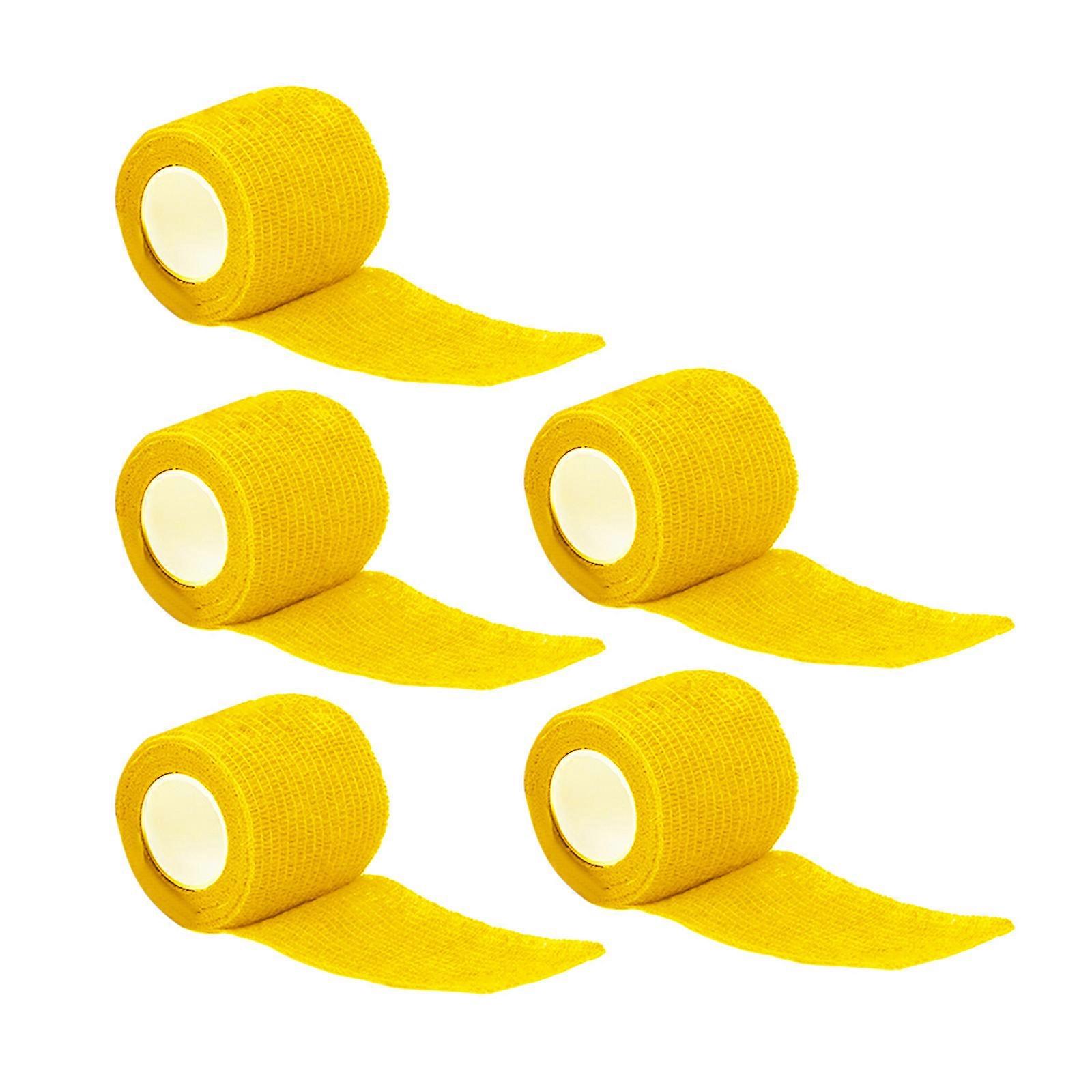 5 Pcs Self Adhesive Bandage Cohesive Dog Bandages Elastic Bandage Self-Adherent Tape for Stretch Athletic Sports Wrist  Yellow