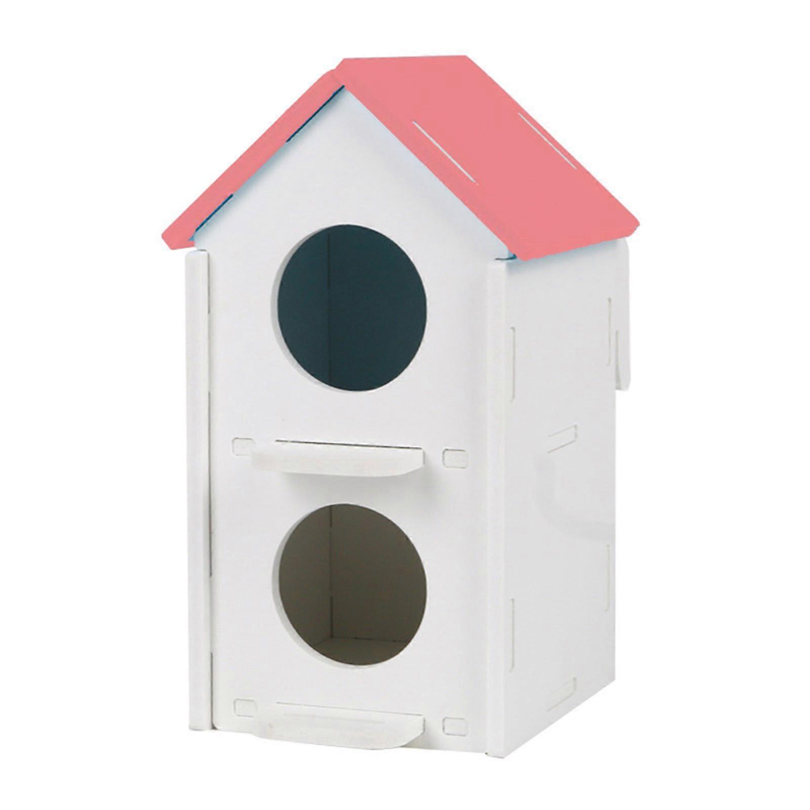 Bird Nest Outdoor Nest Box Hideouts for Bird Crafts Nest for Hummingbird with Shelter 2 Tiers House  Pink