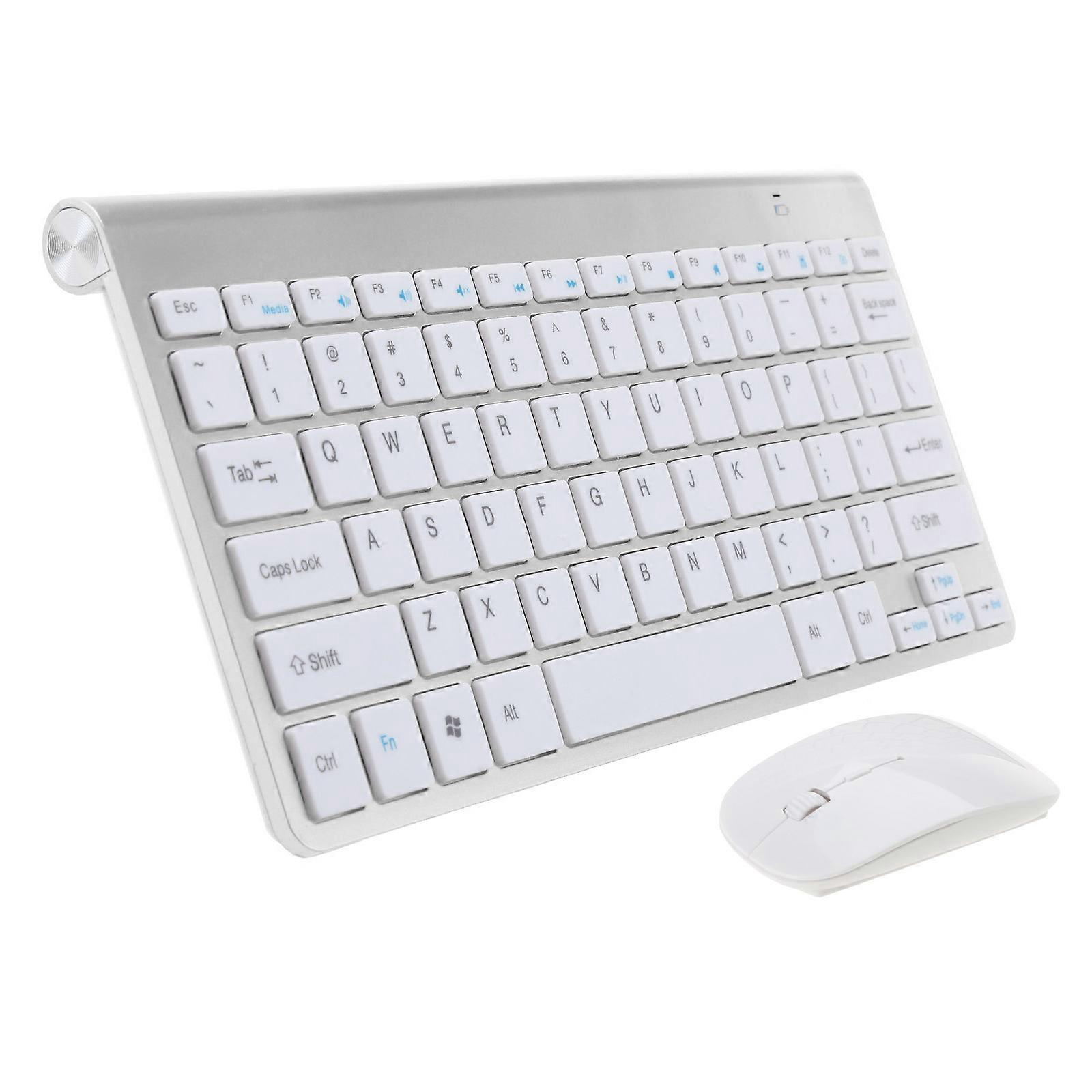 2.4Ghz Mini Multimedia Keyboard Mouse Combo Wireless Keyboard and Mouse Set for Notebook Laptop Desktop PC Lightweight silver gray