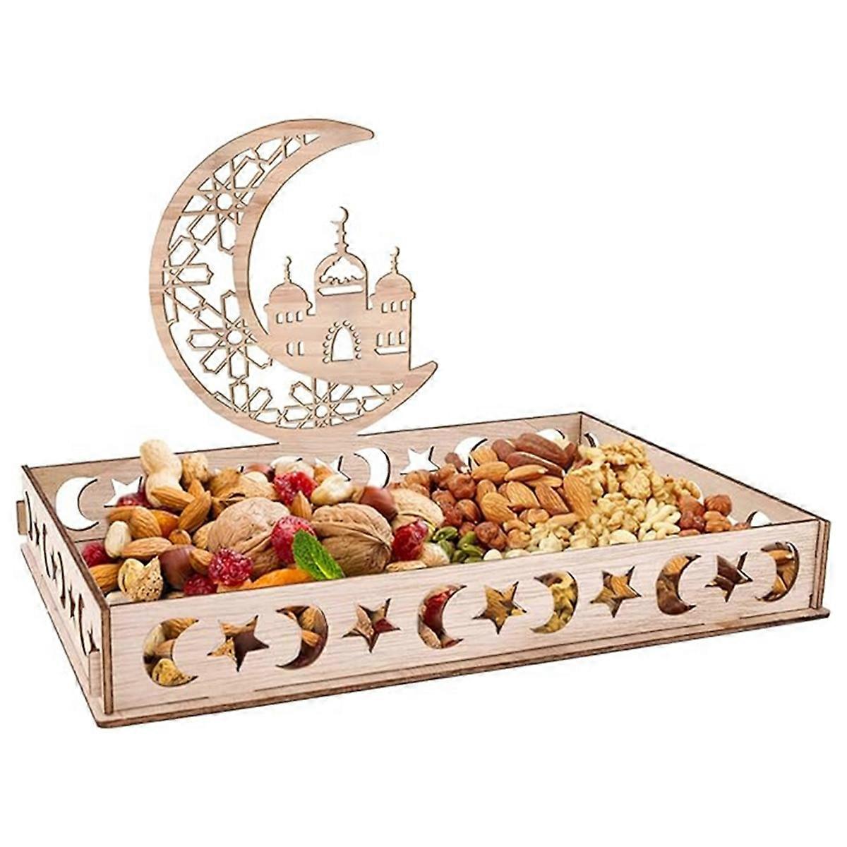 Ramadan Plate Eid Mubarak Tray Table Decor for Dessert Serving Tray