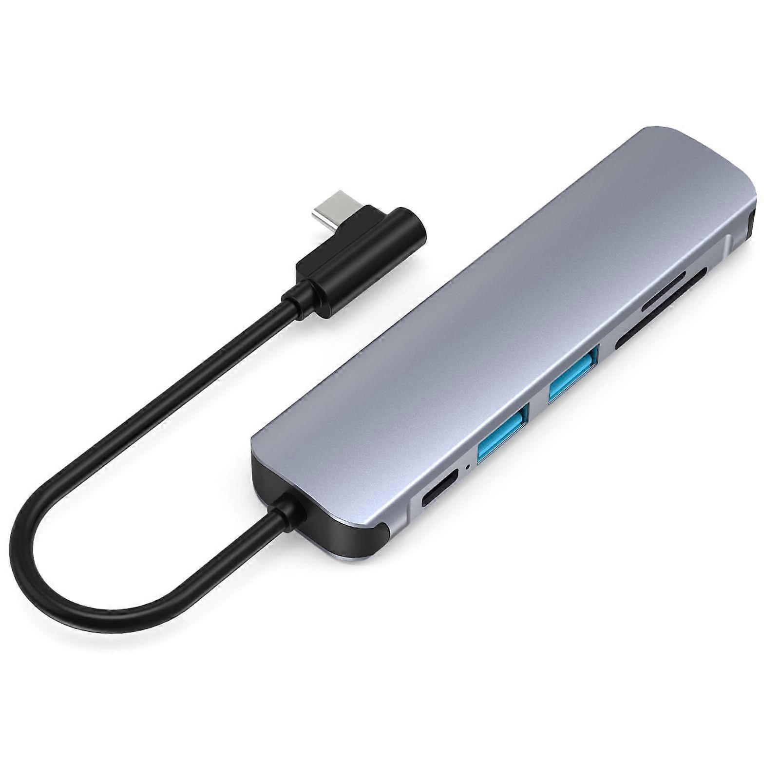Hub Multiport Adapter, USB 3.0 Video Hub, 4K Dongle, 60W Output HD Hub, 5Gbps HD Card Reader Docking Station, Hub, Display Hub for Laptops(Silver)