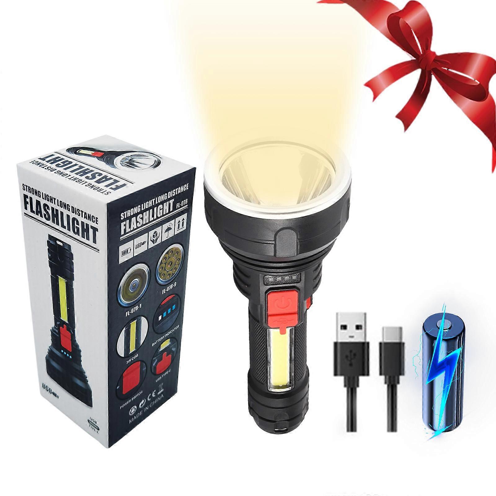 Strong Light LED Flashlight Super Bright Torch USB Rechargeable Lamp II