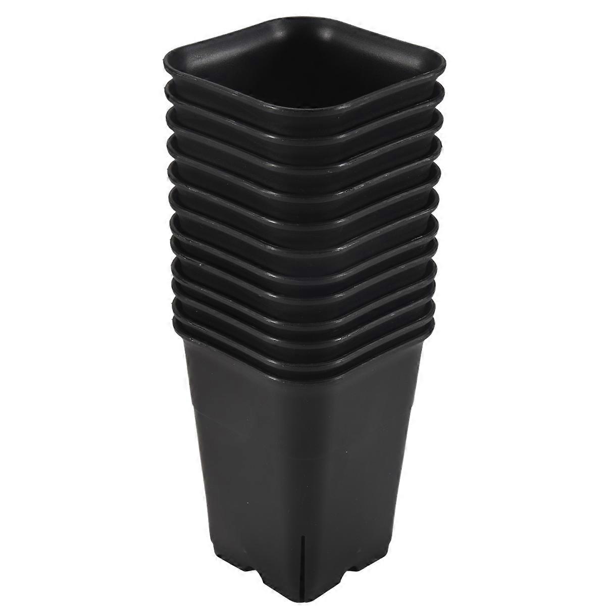 12PCS-Pack Black Square Plastic Plant Pot