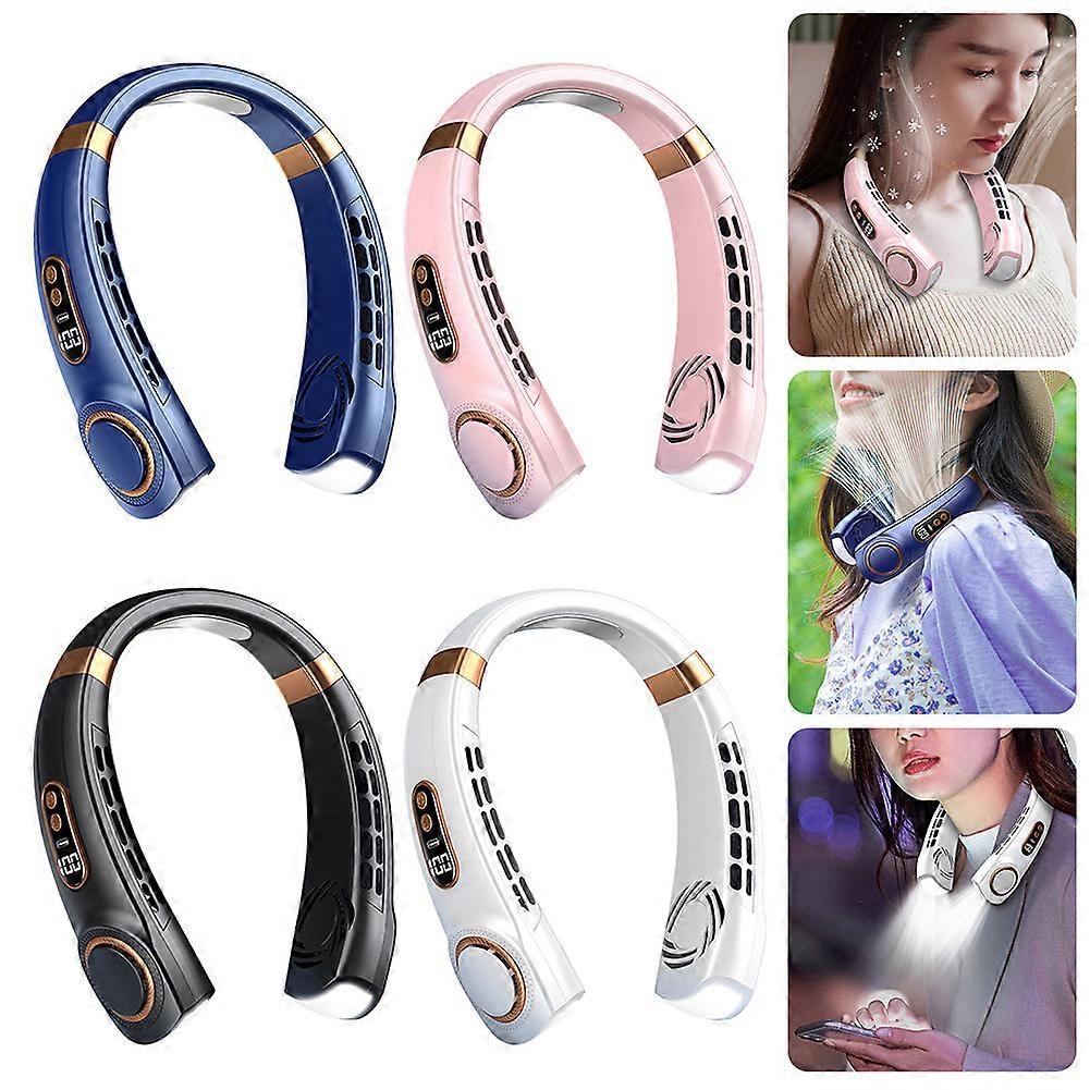 5 Speed Handfree Neck Fan LED Display Mini Cooler Fan 5 Speed Adjustables Personal-Cooling Fan