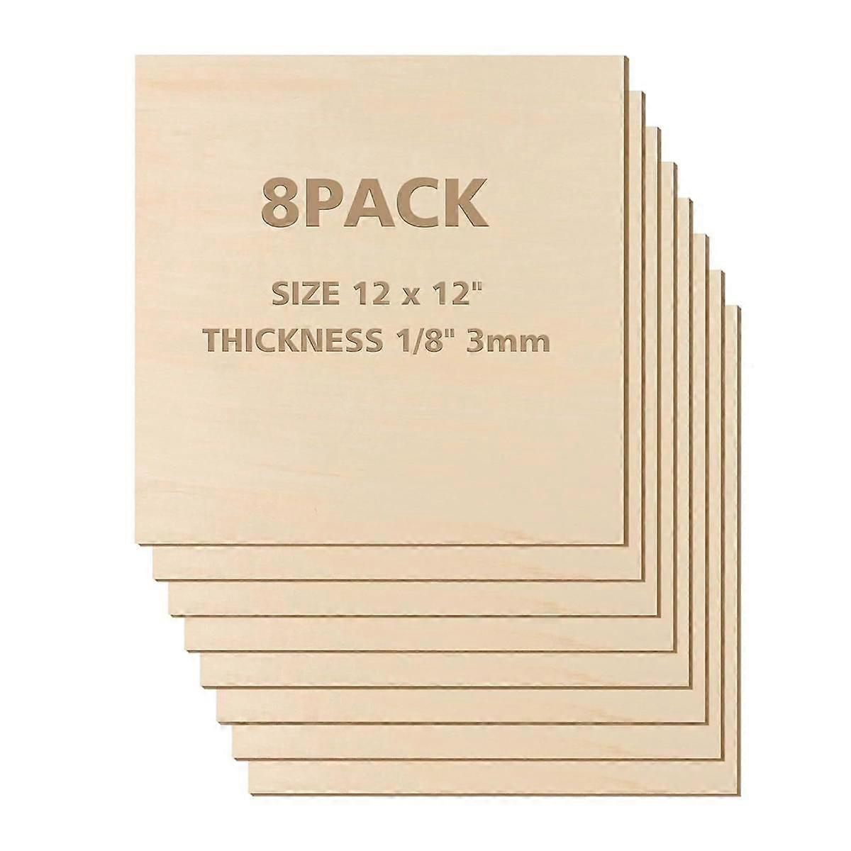 12 x 12 pouces - 3mm tilleul feuilles de contreplaqué, 8pcs carré inachevé planche de bois pour bricolage artisanat, découpe au laser