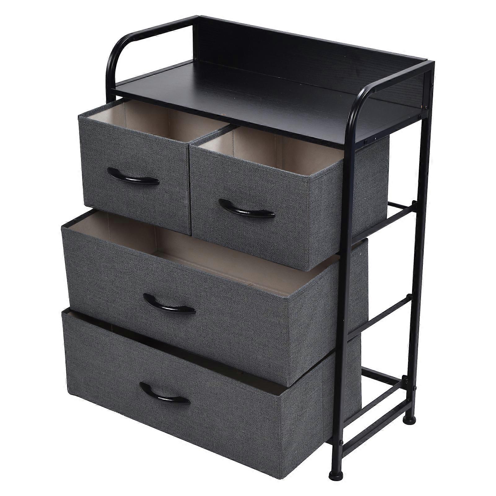 3-Layer 4-Drawer Storage Cabinet Dark Gray 79.2x27.4x55.4cm