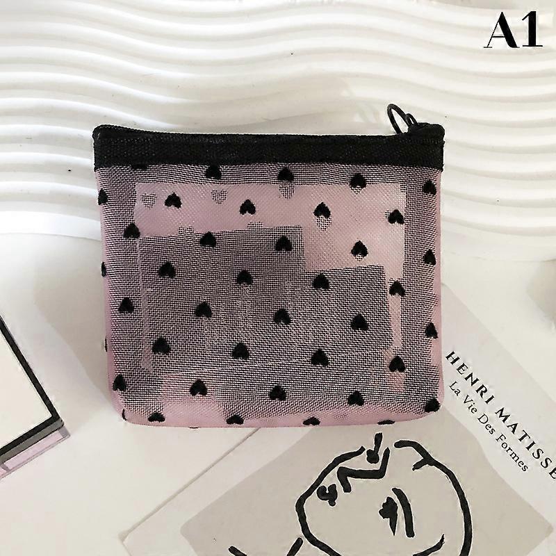 Love Print Mesh Cosmetic Bag Portable Toiletry Organizer Makeup Bag Multifunction Transparent Women Lipstick Storage Pouch