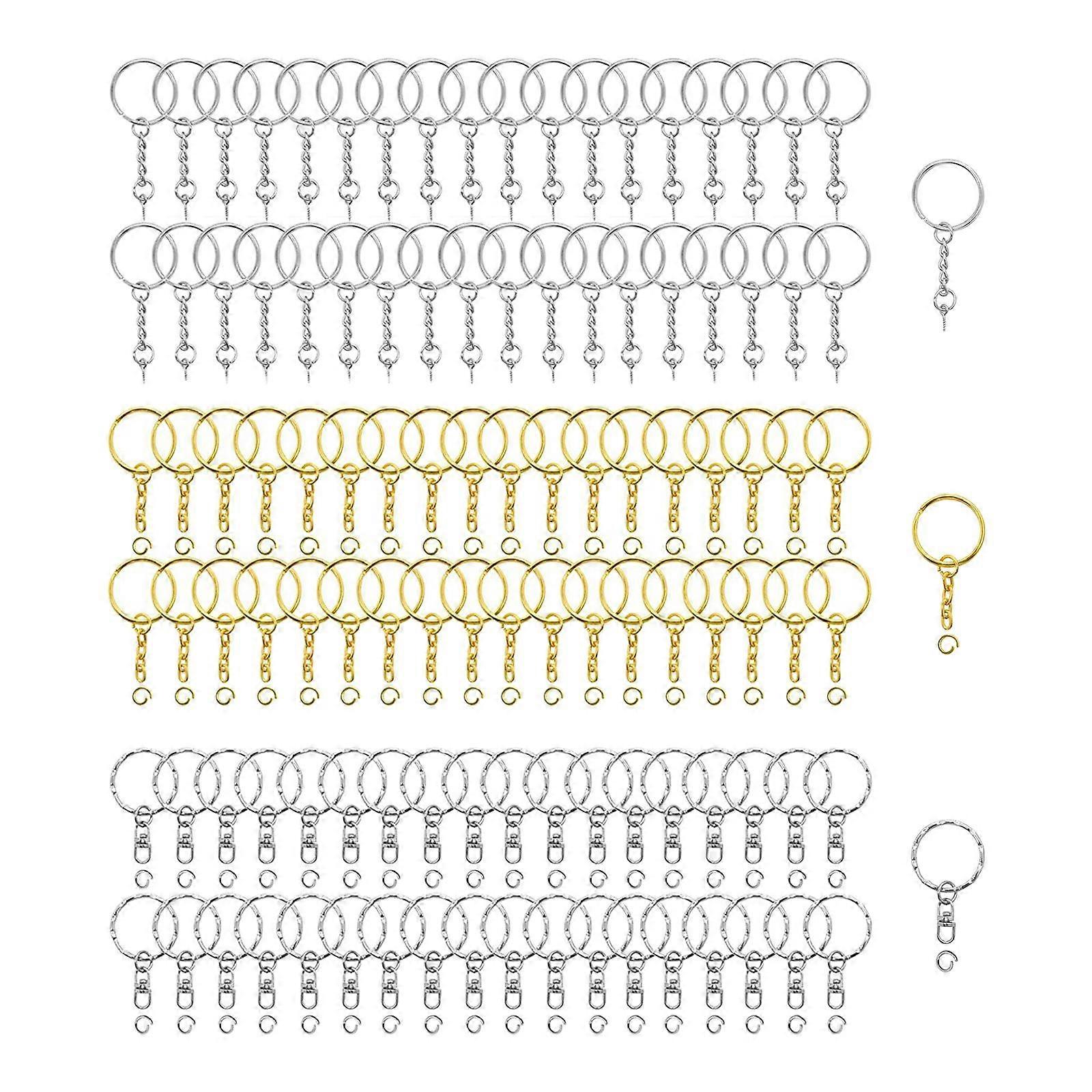 300x Split Rings Key Ring with Eye Screw Gold DIY with Link Chains Open