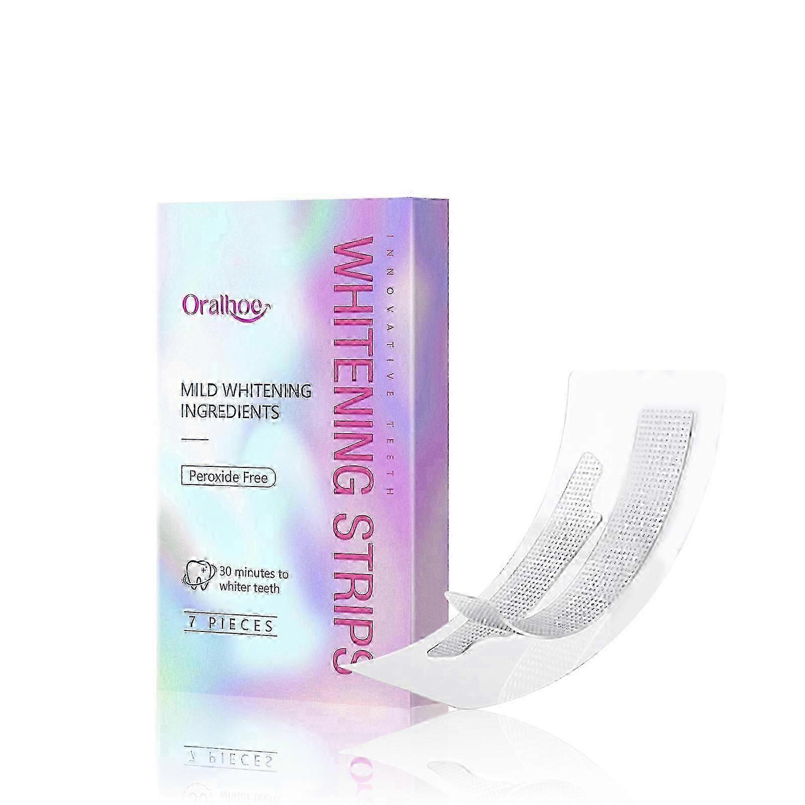 Teeth Whitening Strips Teeth Treatments - Teeth Whitener, Peroxide Free, Enamel Safe Green White Strips, Deep Stains Removal - Instant Teeth Whitening