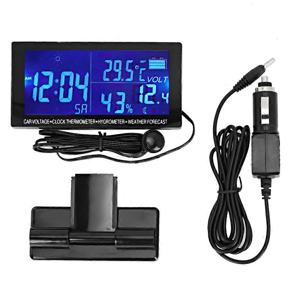 Digital car clock Car thermometer hygrometer Car voltmeter with weather forecast