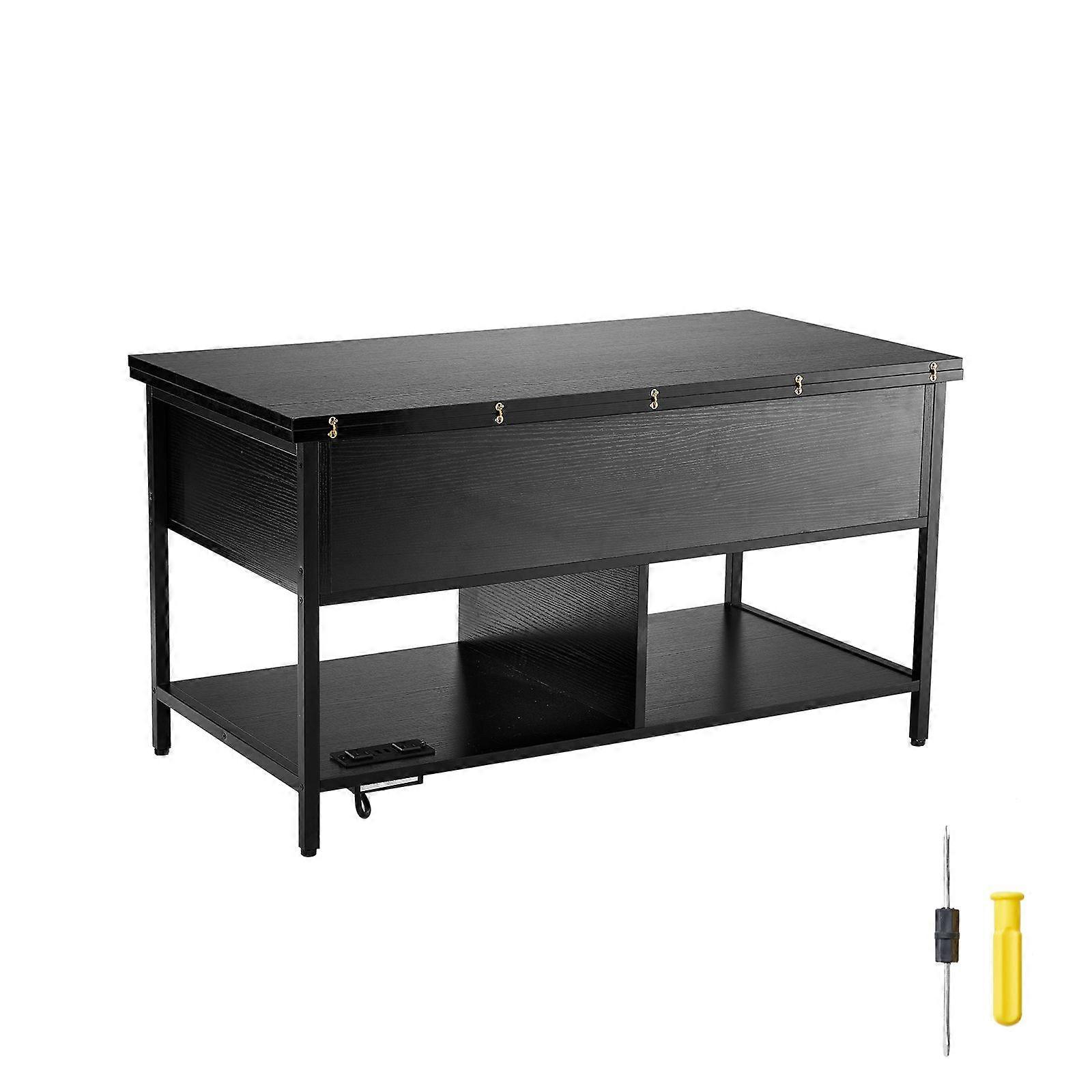 Mesa de Café Lift Top, Mesa de Café Retangular de 39,4 polegadas com Bolsos de Armazenamento Extra, Mesa de Café Flipable para Sala de Estar, Preto