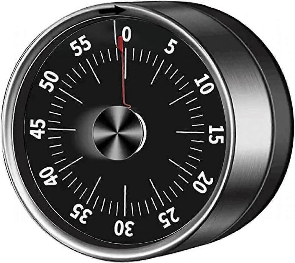 Home Timer Student Learning Office Countdown Timer Mechanical Stainless Steel Kitchen Timing Tool Reminder (Black)