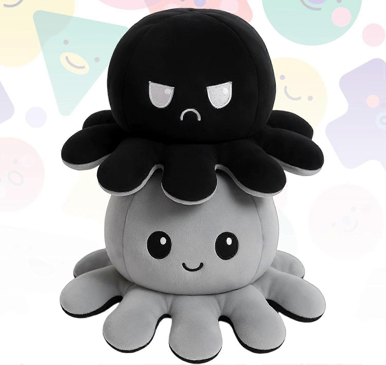Octopus Plush, 20cm Reversible Octopus Plush Stuffed Toy, Happy and Sad Emotion Octopus Cute Toys, Stuffed Animals for Kids and Adults, for Boys and G
