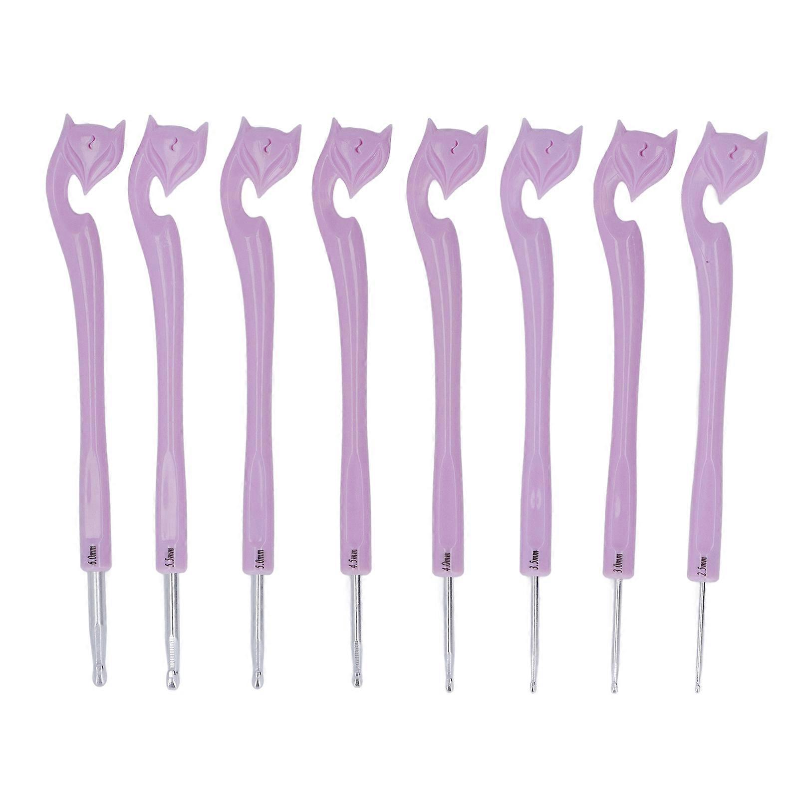 8PCS Aluminum Crochet Hooks Plastic Handle Sweater Needle Home Knitting Tools Multiple Sizes