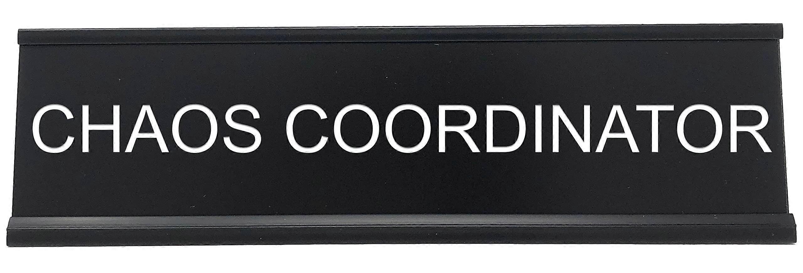 Chaos Coordinator Desk Decor - Funny Office Accessories for Men and Women, Black with White, Ideal for Home or Work