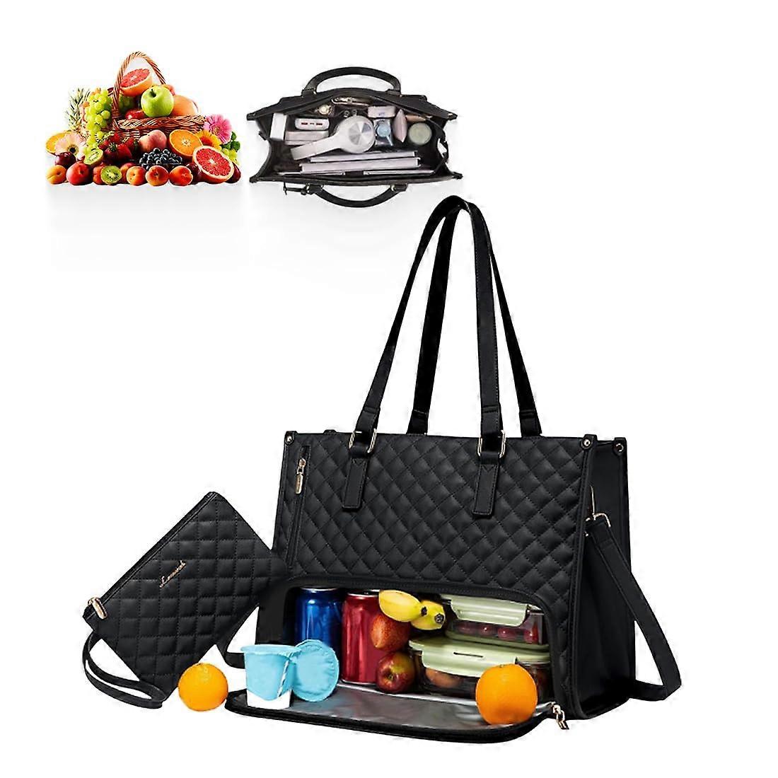 Women's Lunch Bag, 3in1 Lunch Tote with Insulated Compartment for Work, University