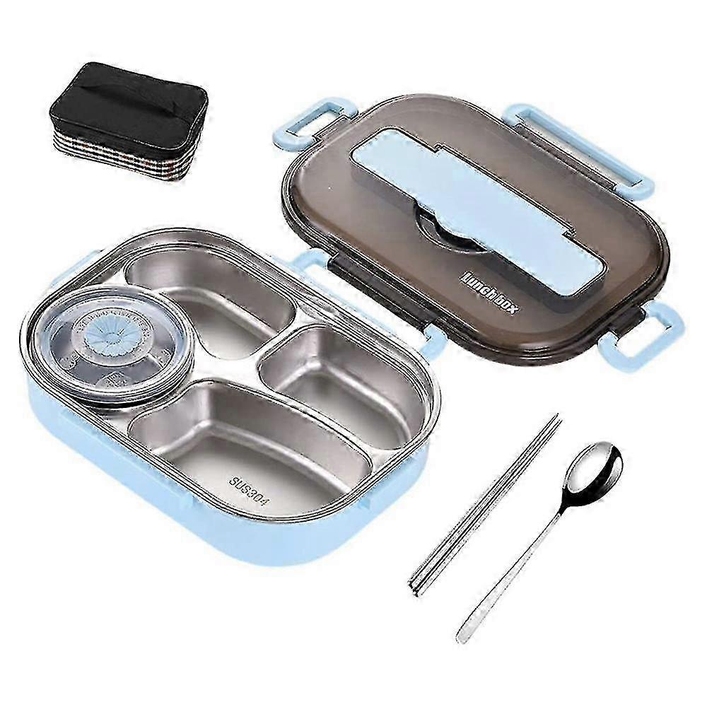 学校と仕事のためのステンレス製ランチボックス - ブルー