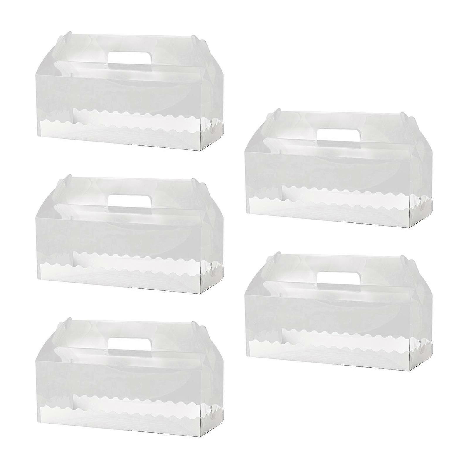 Set of 5 Transparent Cake Boxes with Handle, Large Cupcake Containers with Clear Window for Party DIY Baking and Birthdays