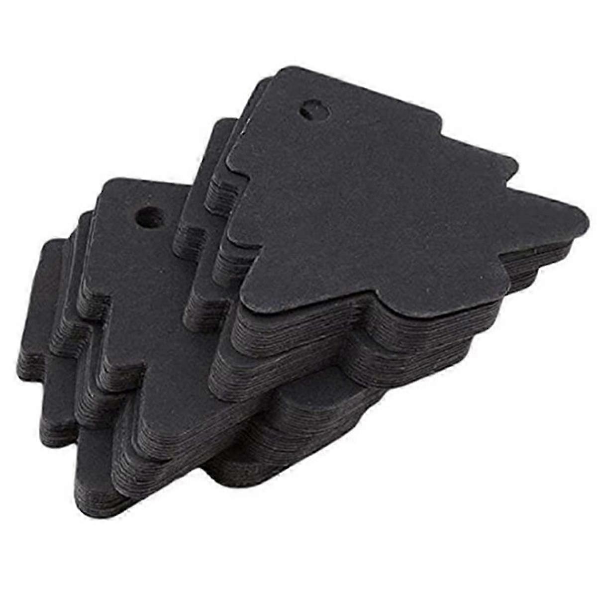 DIY Blank Kraft Paper Hanging Tags for Christmas Tree, Black Gift Tags with String for Creative Projects