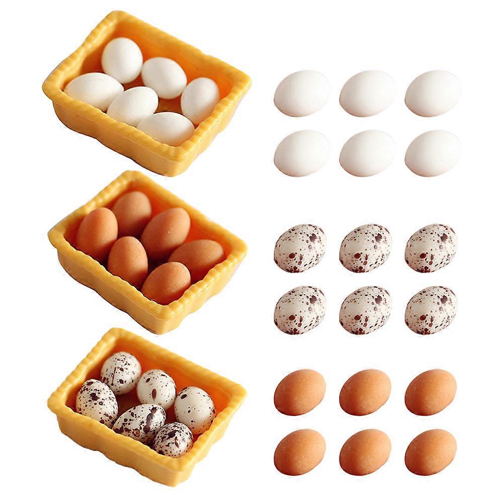 Miniature Egg Models for Dollhouse Kitchen Decor, Smooth Surface Micro Landscape Mini Eggs, White & Patterned Styles, Multipurpose Photography Prop