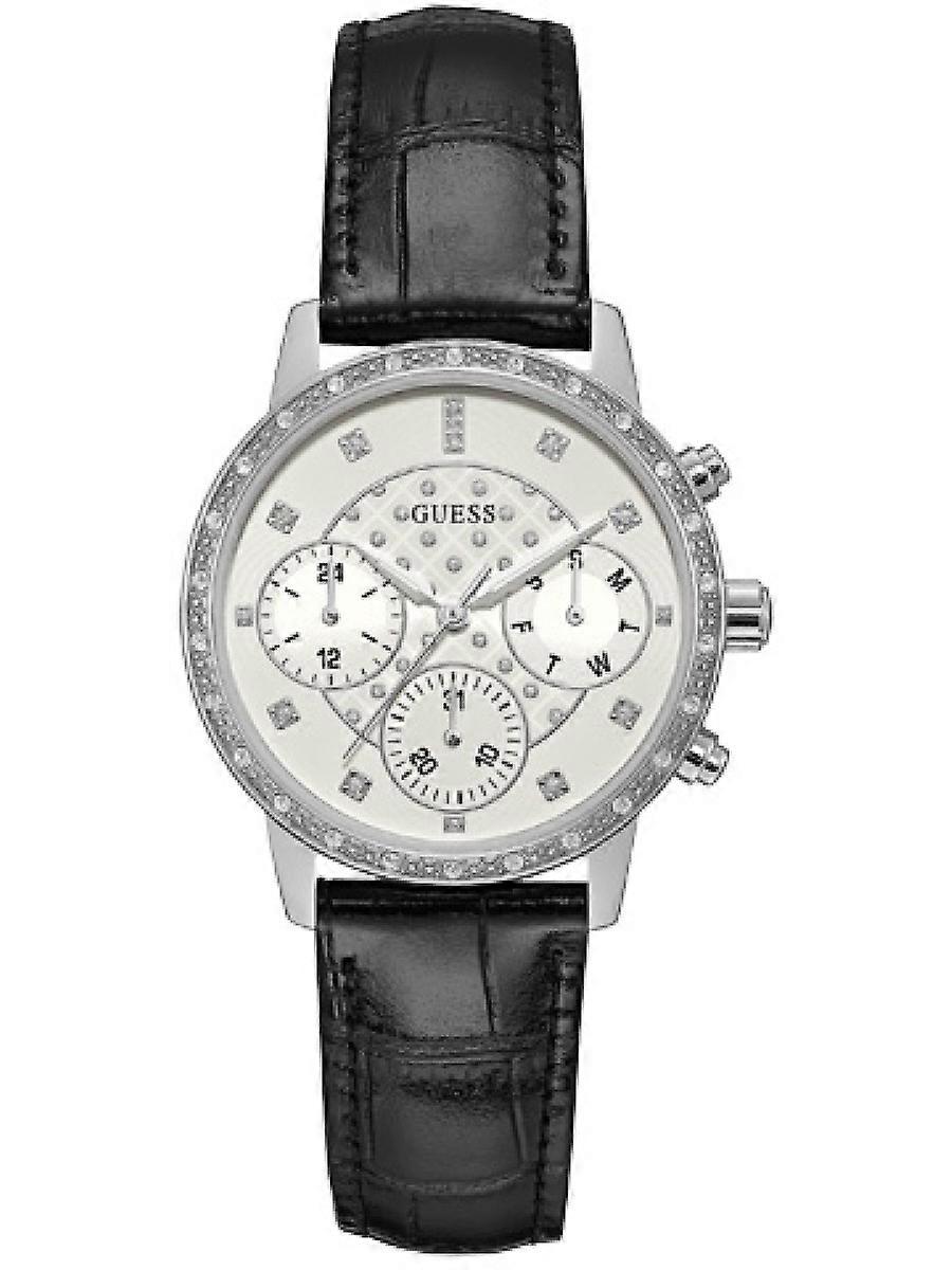Guess Black Genuine Leather W0957L2 Zegarek damski