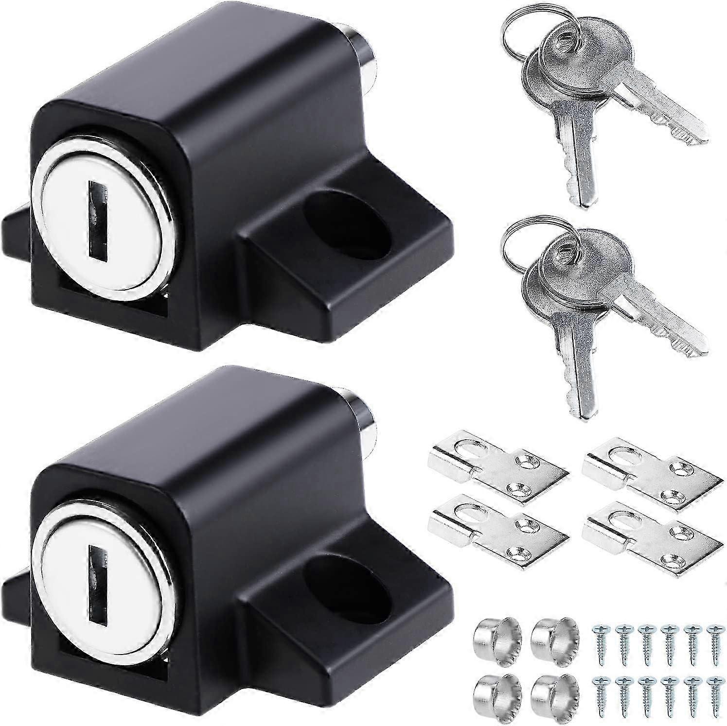 2 Pack Black Sliding Door Catch for Patio Windows, Home Office Security