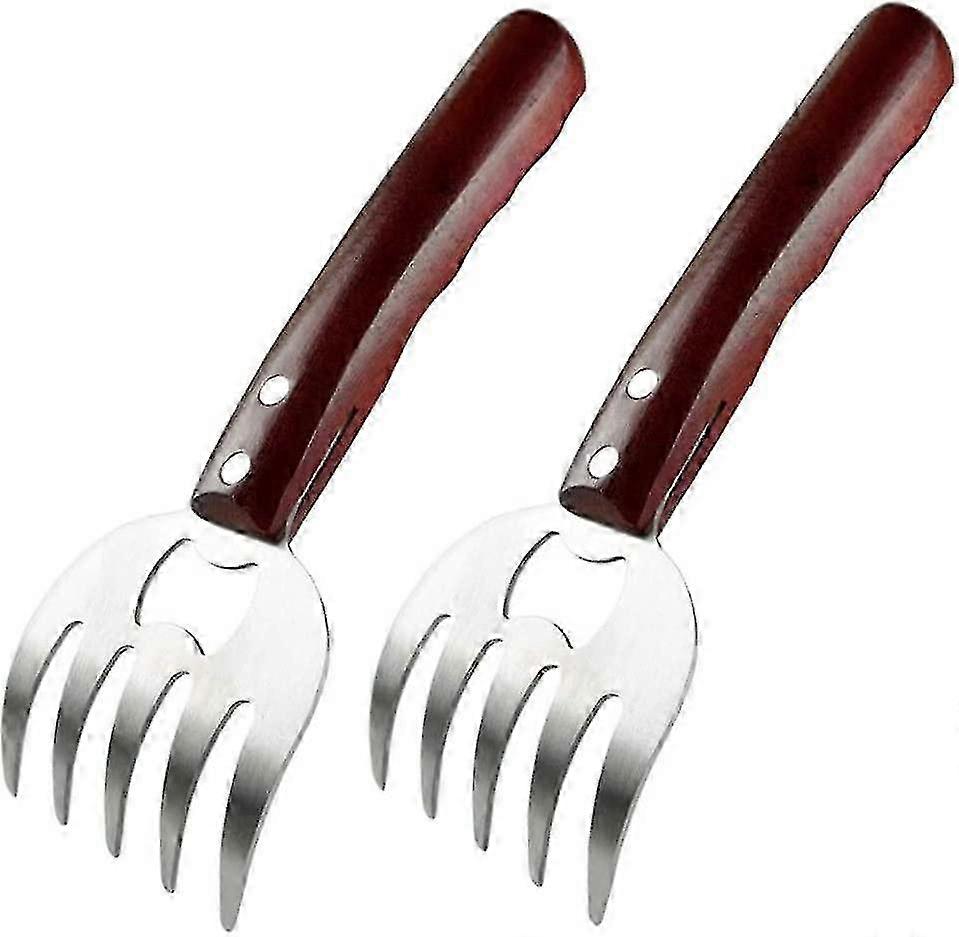 Stainless Steel BBQ Claw & Fork Set - 2pcs with Red Handle