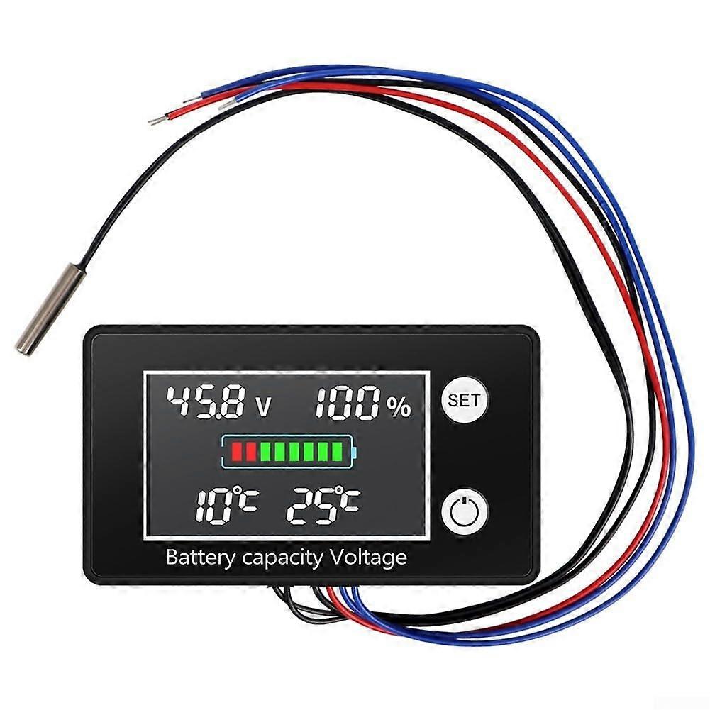 Battery Temperature Controller, Voltage Meter Battery Meter, Intelligent Digital Battery Capacity Voltmeter DC10V100V LED Screen