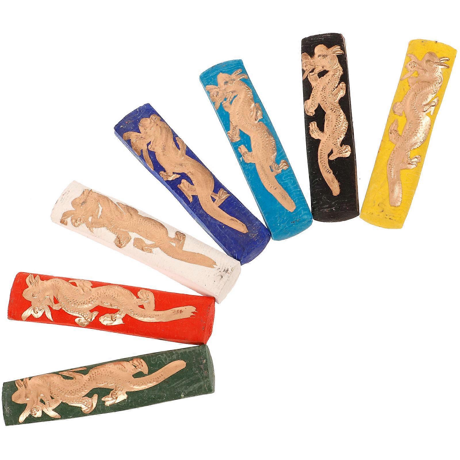 7pcs Hukaiwen Ink Block Set Traditional Pigment Colors for Calligraphy, Painting, and Sumi Drawing Practice