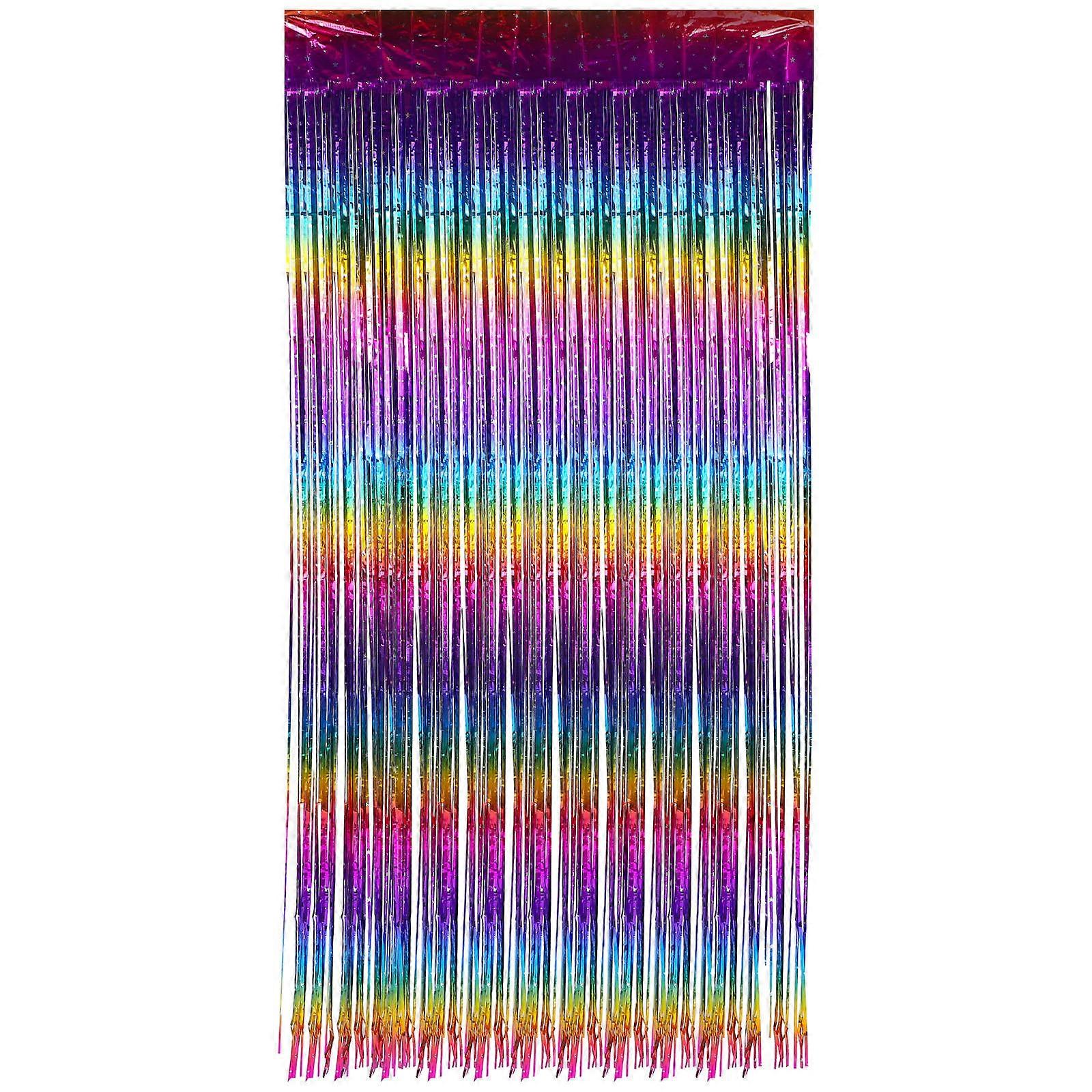 Colorful Foil Streamer Curtain Backdrop Versatile Decoration for Parties Weddings Birthdays Easy Install Multi Functional Reusable Elegant Design