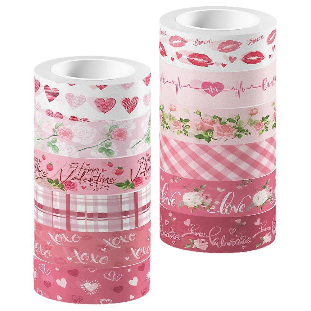 Diy Decorative Tapes Washi Tapes Valentine's Day Theme Assorted Color Scrapbooking Craft Enthusiasts 12 Rolls