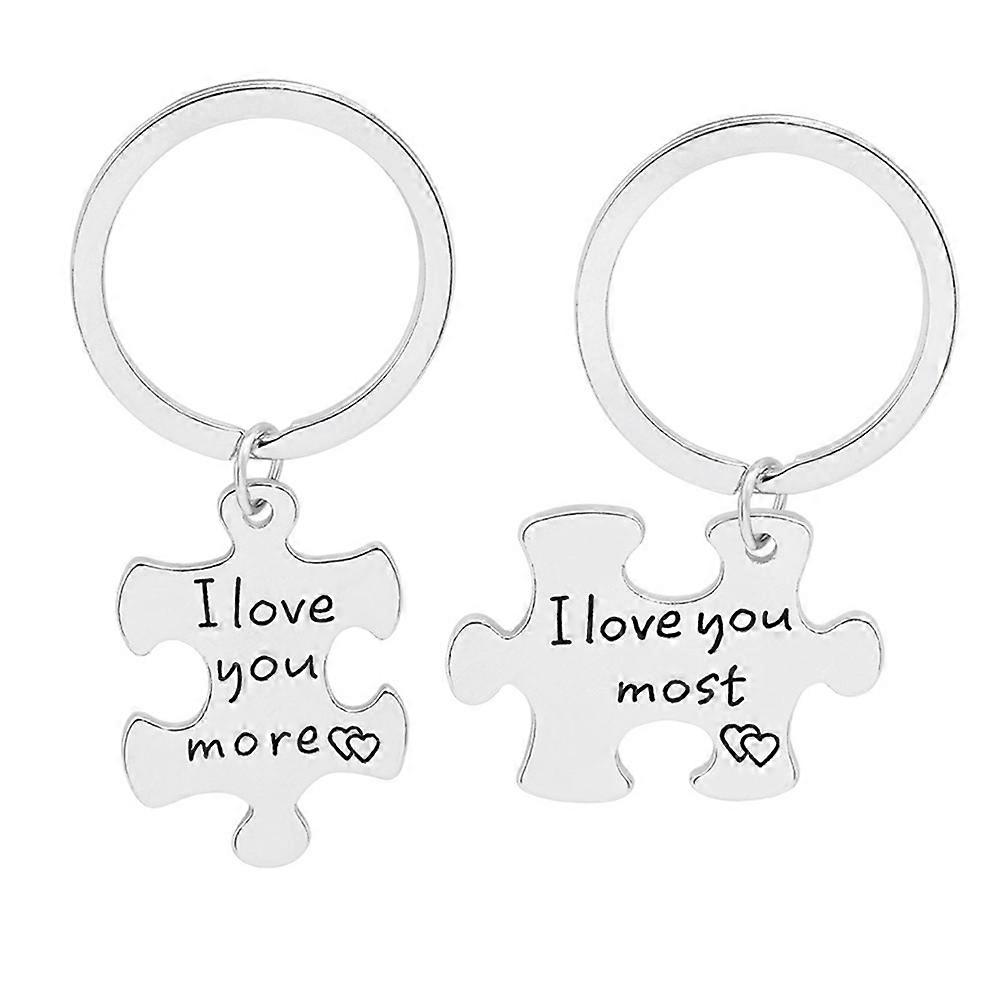 Silver Jigsaw Shape Key Valentine's Day present For Couples 1Set