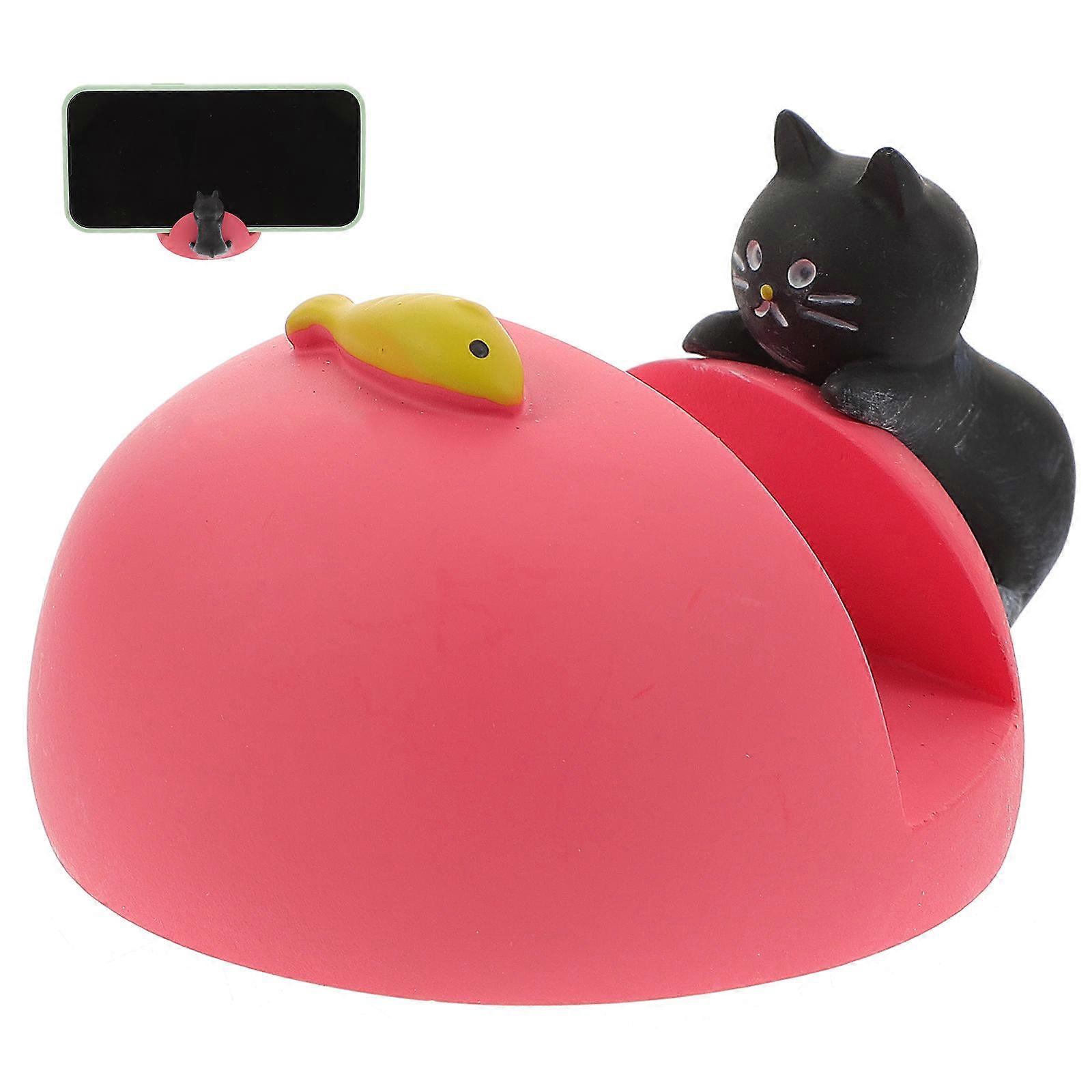 Kawaii Phone Stand Desktop Cellphone Support Simple Design Red Color For Office Use 1Pcs