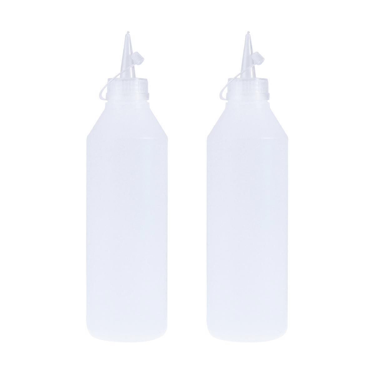 Dispensing Bottles 2PCS 500ml Plastic Squeeze Bottle With Leak-Proof Caps For Artists White