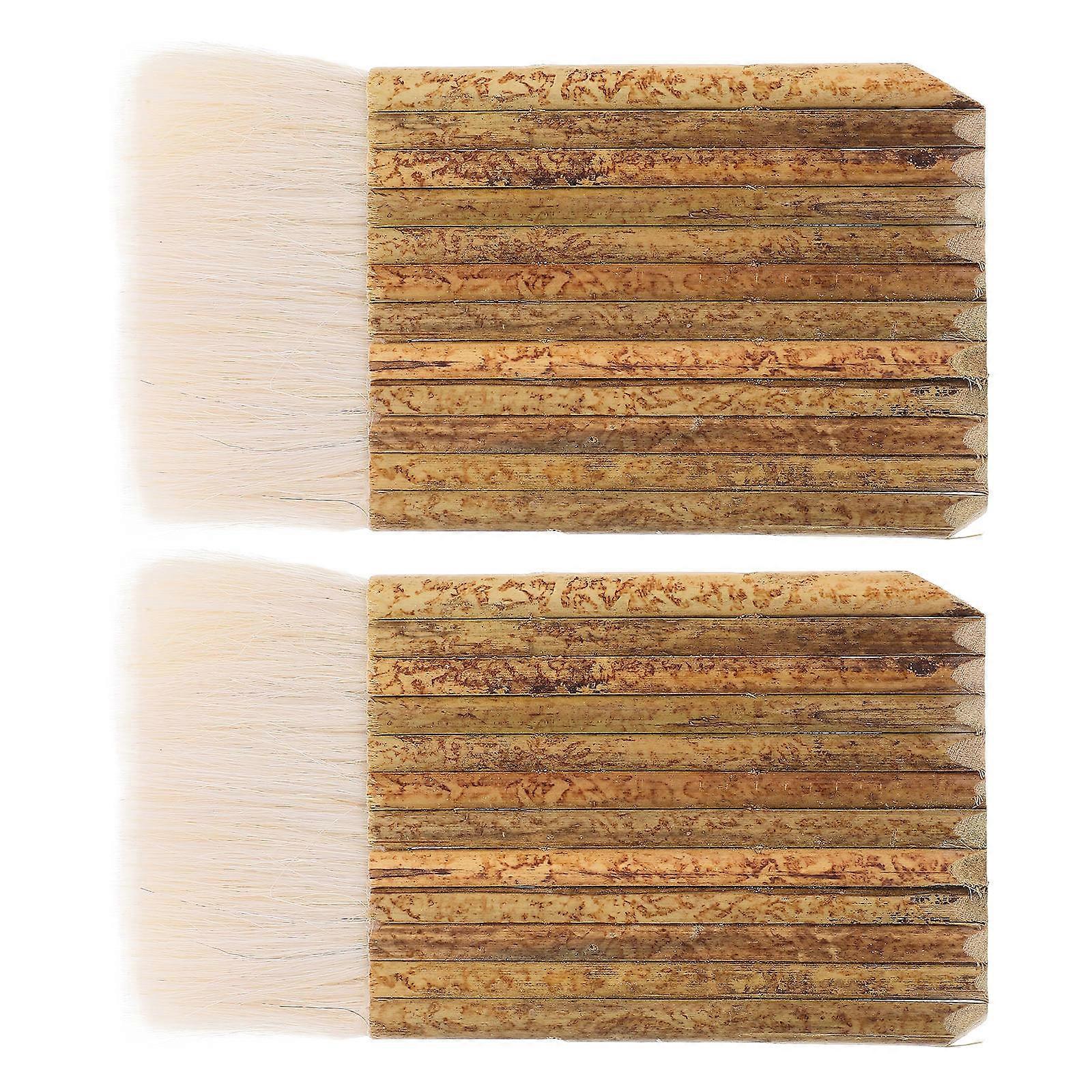 Soft Bristle Hake Brushes with Bamboo Handles 2pcs Versatile Craft Paintbrush Set for Watercolor, Acrylic, Gluing, Calligraphy, and Pottery