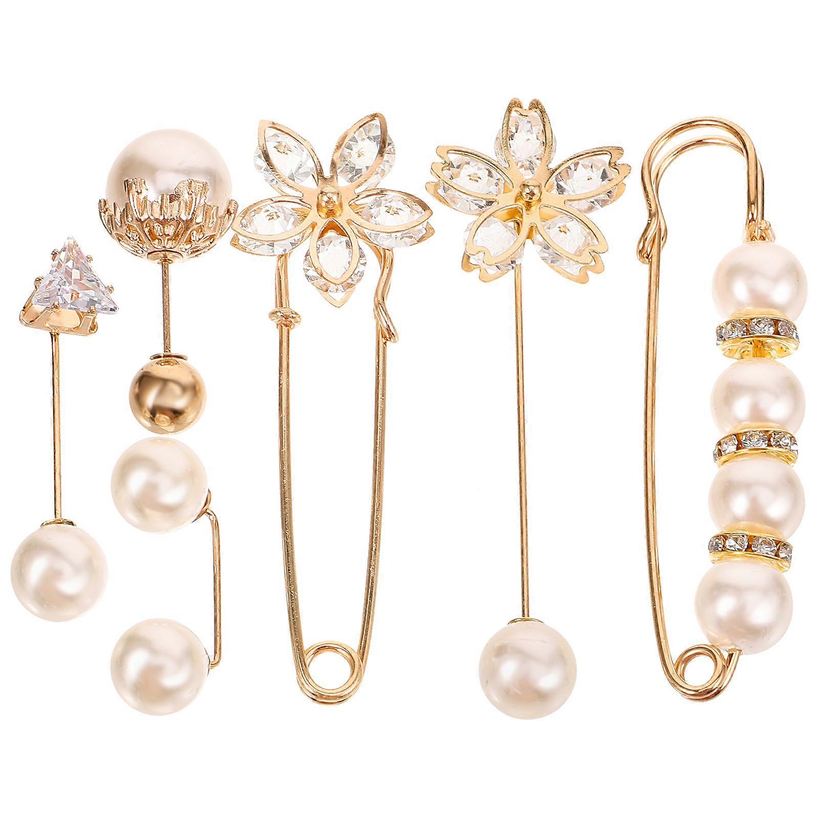 קליפים רטרו סוודר ריינסטון סיכה פין אביזרי הידוק דקורטיביים 6 יחידות