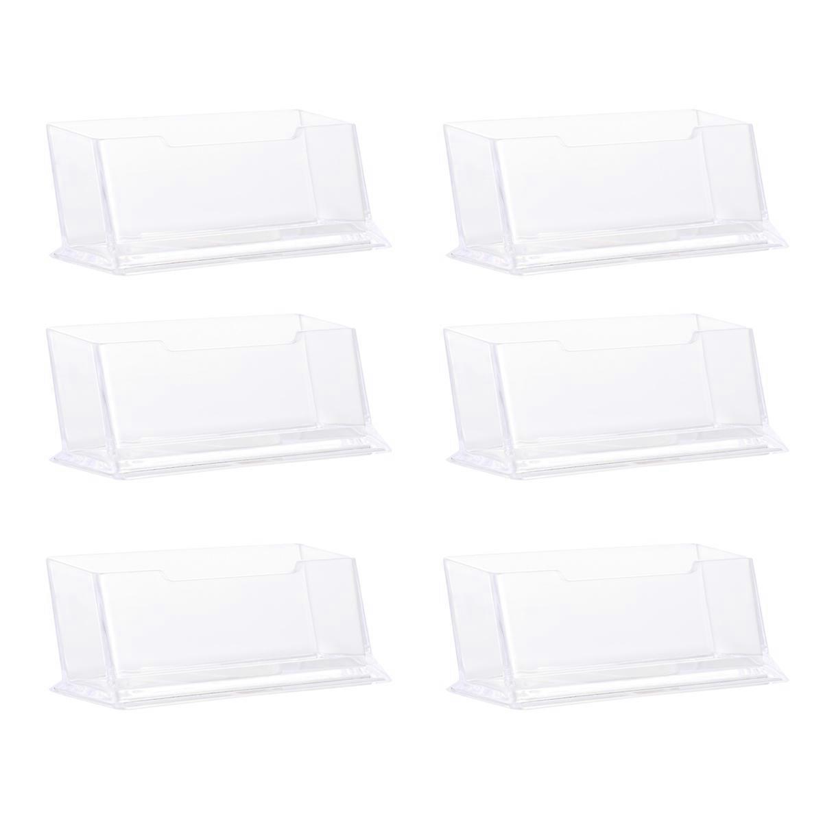 Business Card Holder Desktop Acrylic Display Stand Transparent Office Name Organizer Single Layer for Professionals 6Set