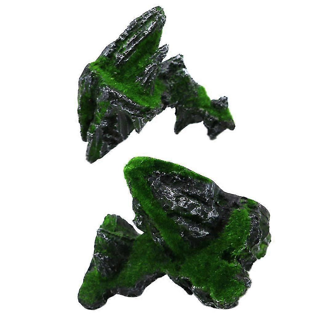 Akvaryum Dekorasyon Reçine Yosun Dağ Balık Tank Süsü İçin 2 Parça Set