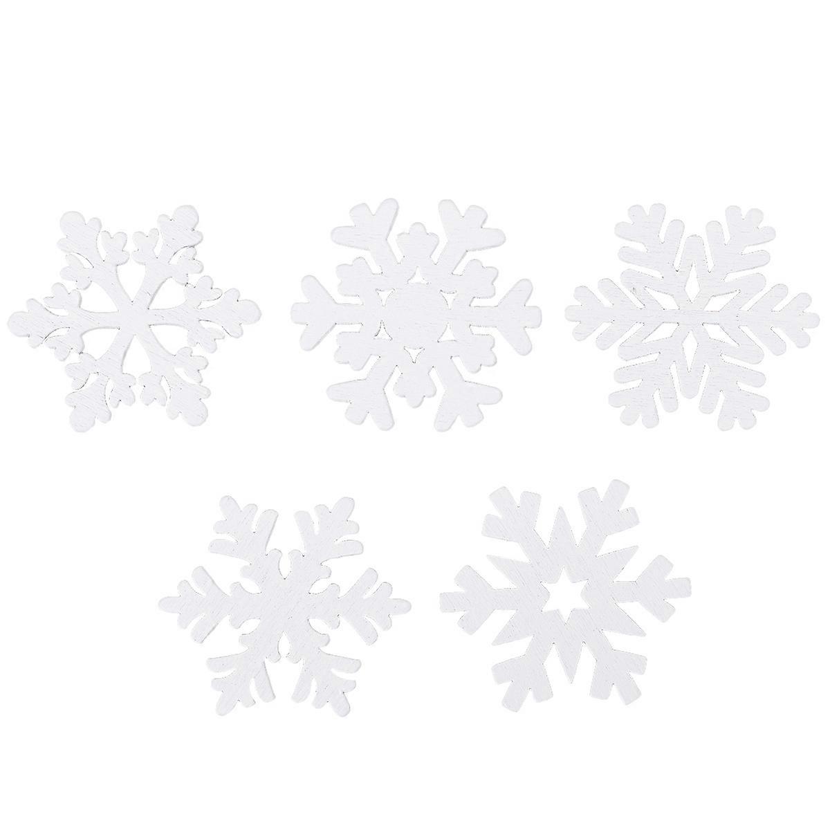 Wooden Hanging Snowflake String 20Pcs White Six-Bar 3D Design Snowflake String for Decor