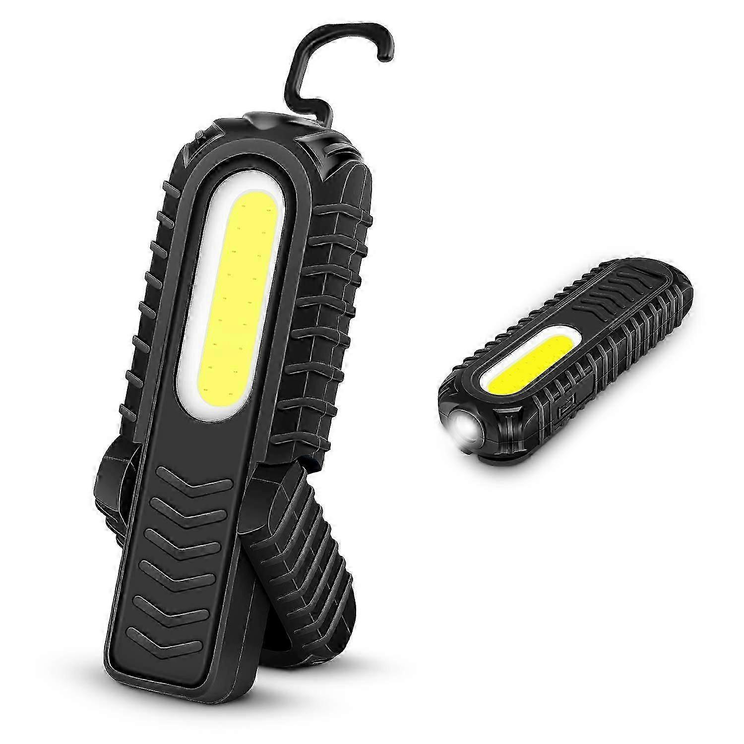 Rechargeable LED Work Light Front COB LED Work Light with Hook and Magnetic Base for Workshop Emergency Use Black