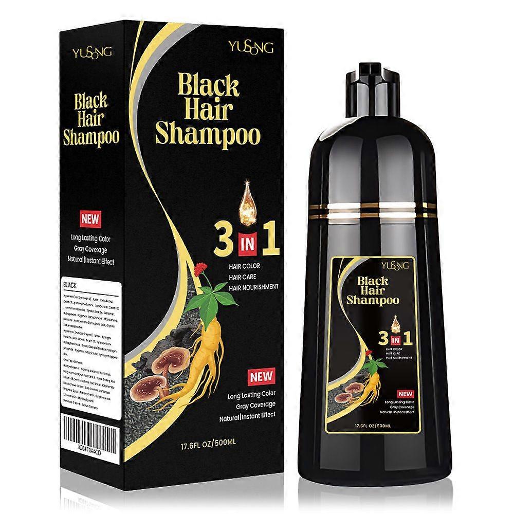 Shampooing colorant pour cheveux noir/brun à base de plantes 3 en 1 pour cheveux gris, shampooing couleur de cheveux instantané pour femmes et hommes, shampooing pour cheveux noirs/bruns pour une couverture 100 % gris,