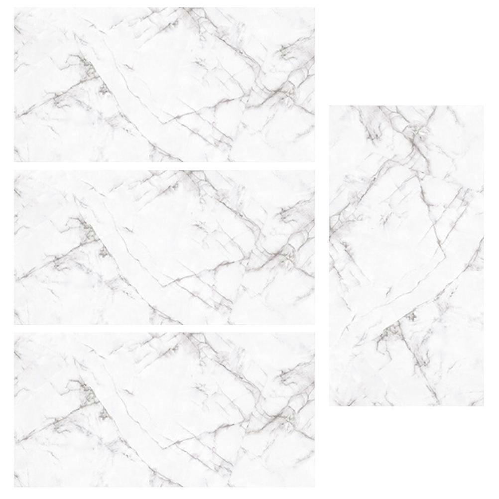 Tile Stickers Self Adhesive Waterproof Decorative 4Pcs 30x15cm Light Grey Marble Pattern For Kitchen