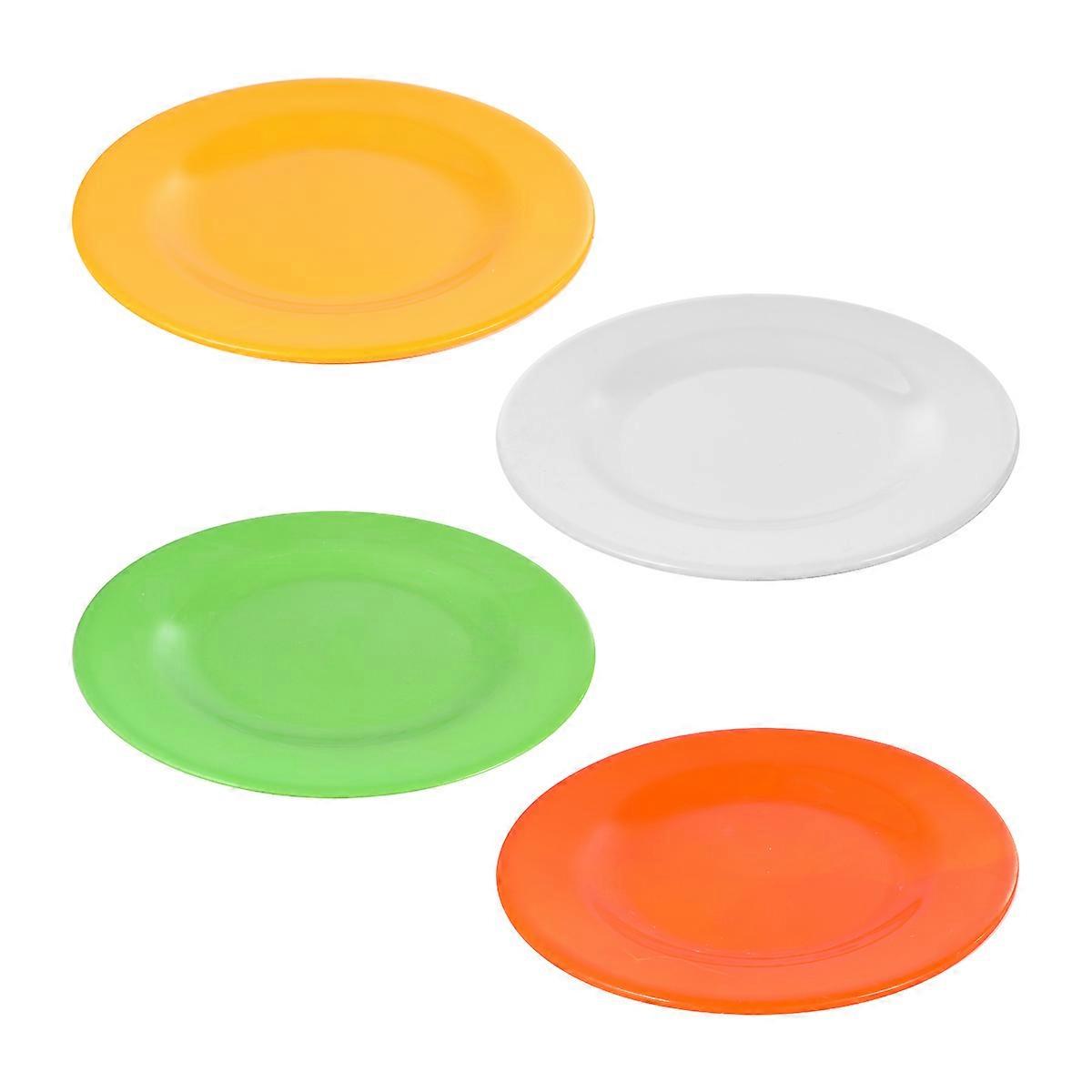 Plates Cold and Heat Resistant Round Colorful For Birthday Parties 7.9X7.9X0.7in 4Pcs