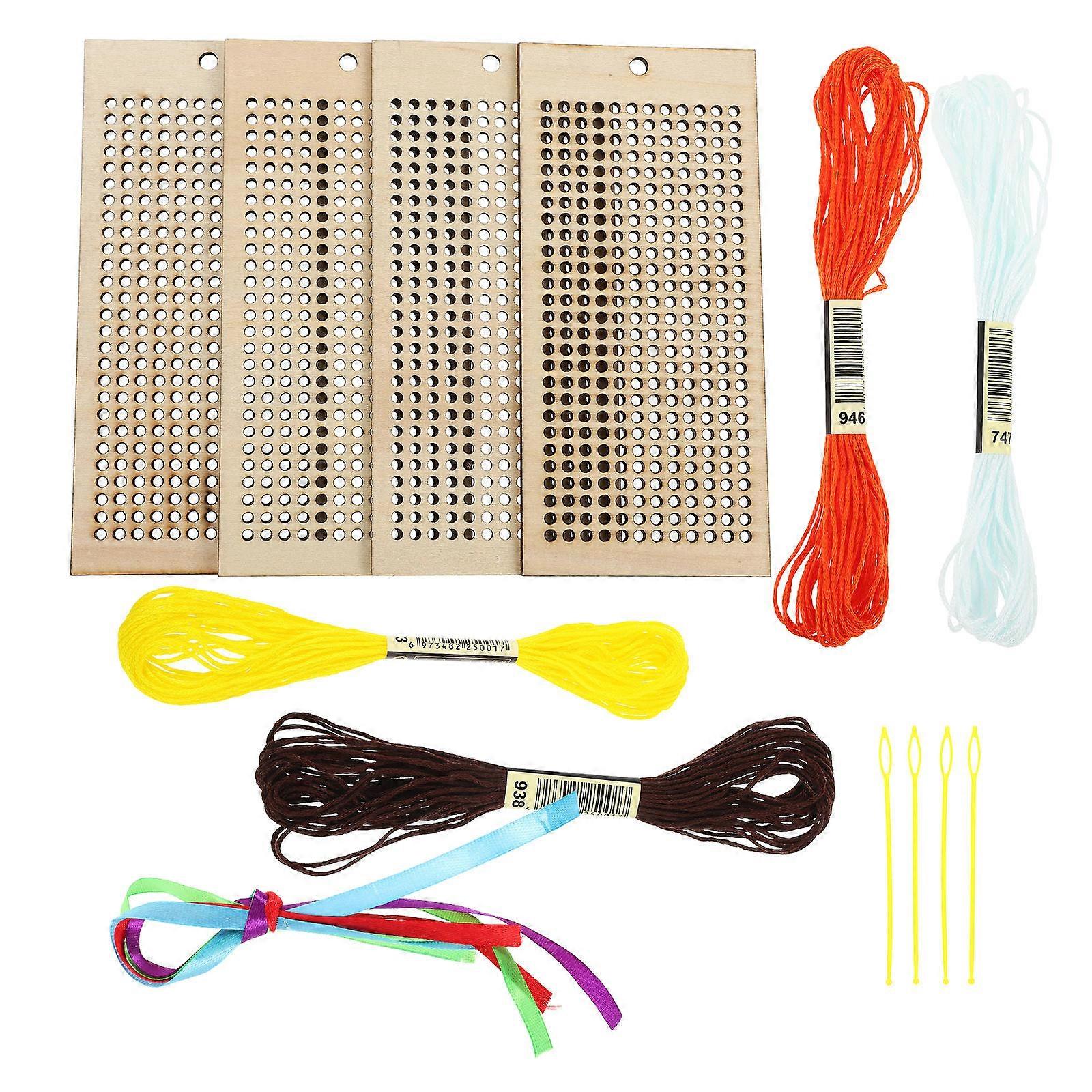 Wooden Reading Bookmark Embroidered Bookmarks Kit Assorted Color 13.00X6.00X0.20CM Diy Design For present Giving 1Set