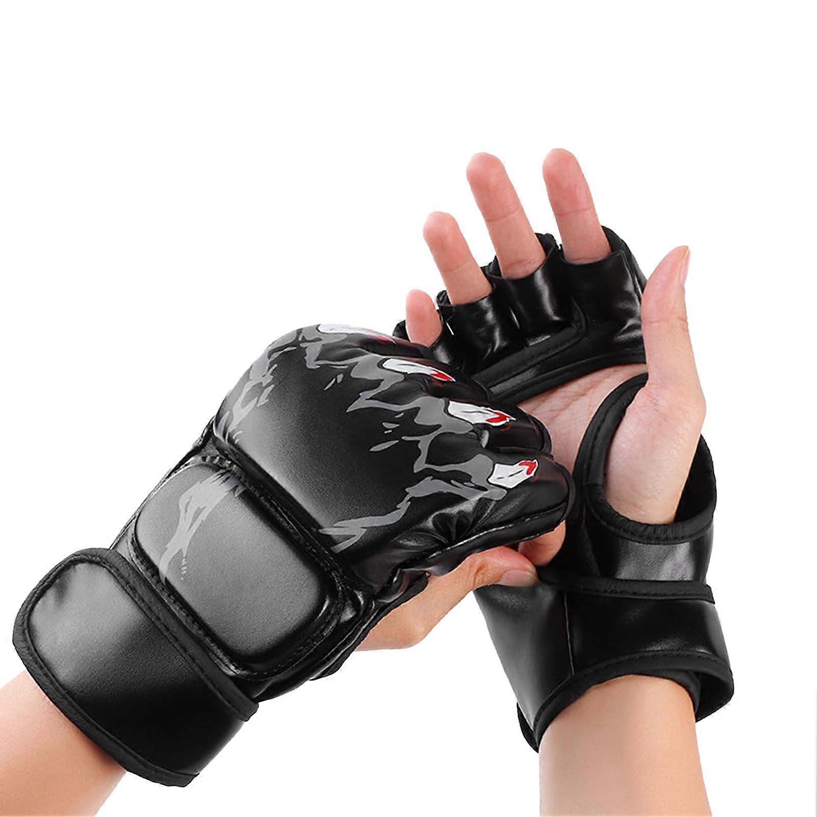 Halffinger boxing gloves for punching bags, open for kickboxing, men's and women's black.