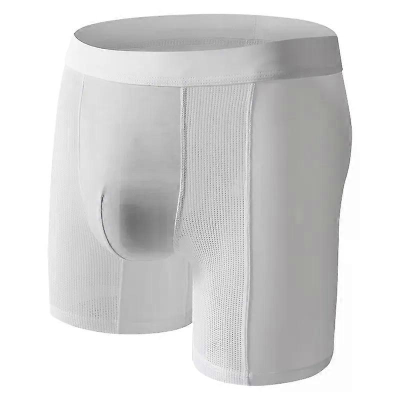 Summer Men's Boxy Underwear Ice Silk Elastic Quick Dry Ultra-thin Cool Feel Leg Trunk Youth Low-rise U Convex Pouch Boxer Shorts