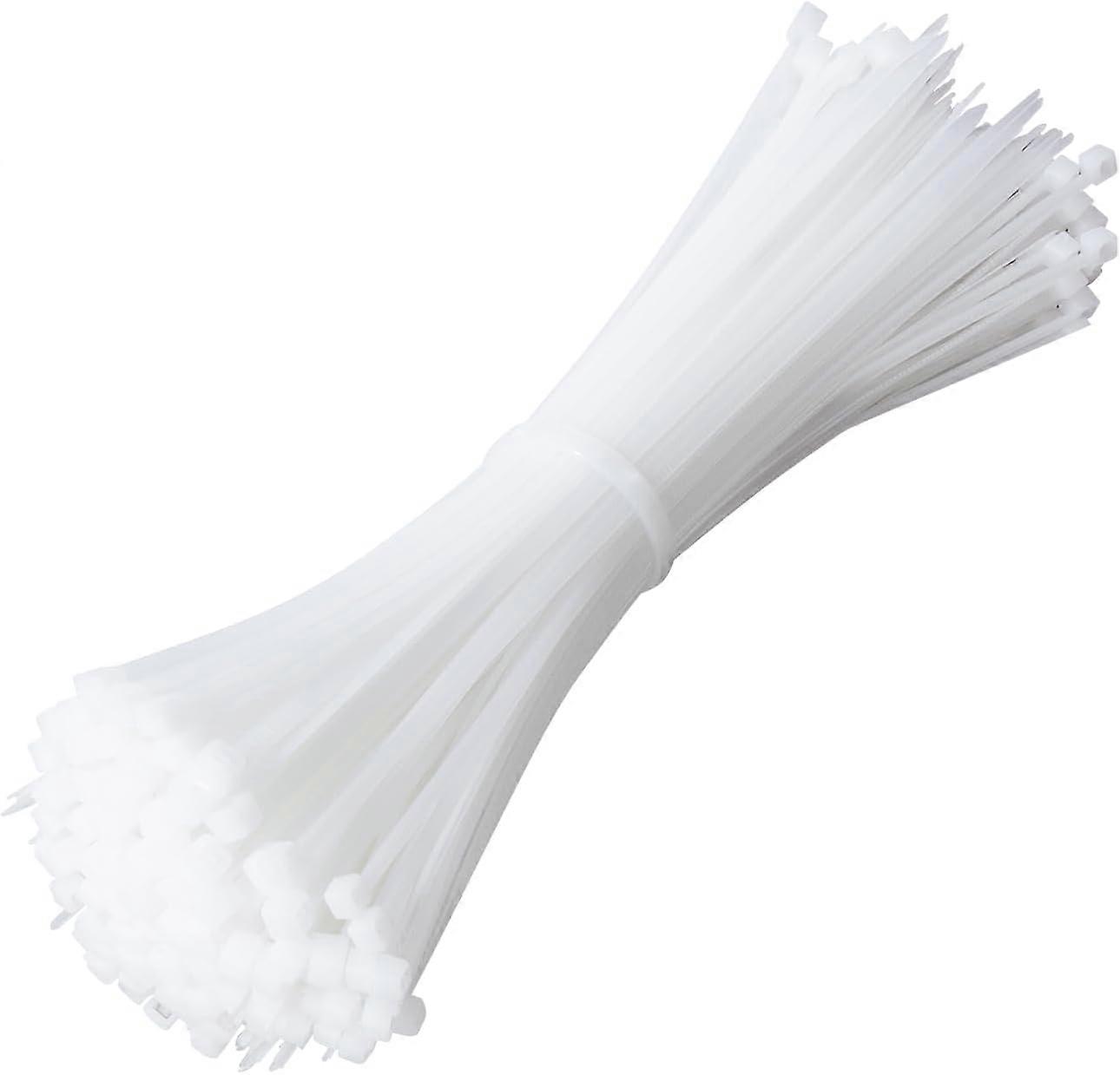 200 Pack White Strong Cable Ties 200mm x 3.6mm 8 Inch Cable Ties - Self Locking