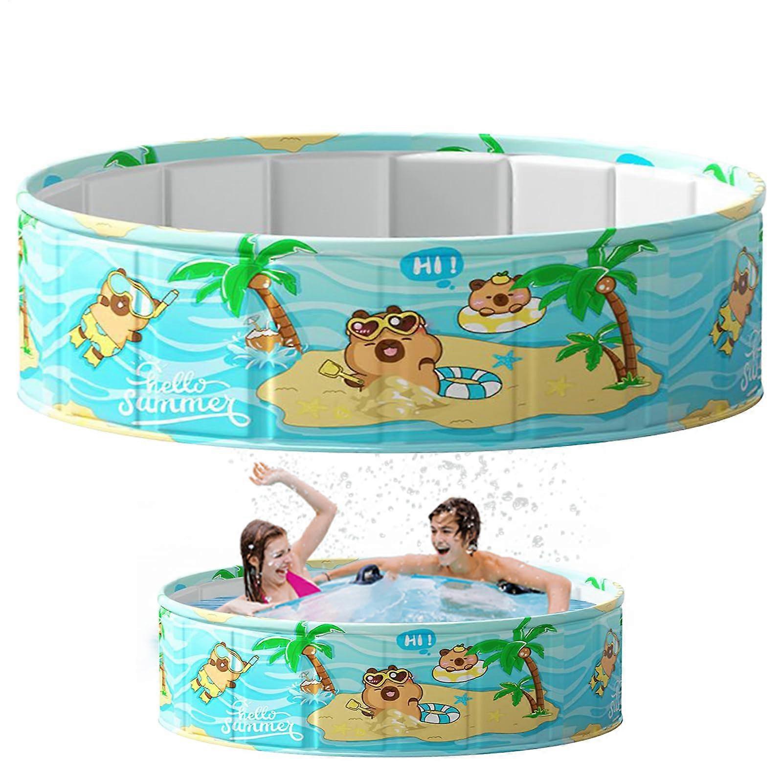 Foldable pool – noninflatable swimming pool for floor setup – portable PVC bathing tub, spacesaving, for garden, backyard, adults, and 120 x 45 cm.