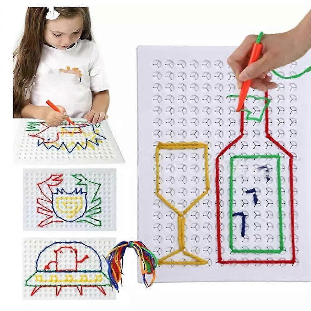 Thread Board for Kids, Sensory Thread Board, Threading Stitch Board for Kids