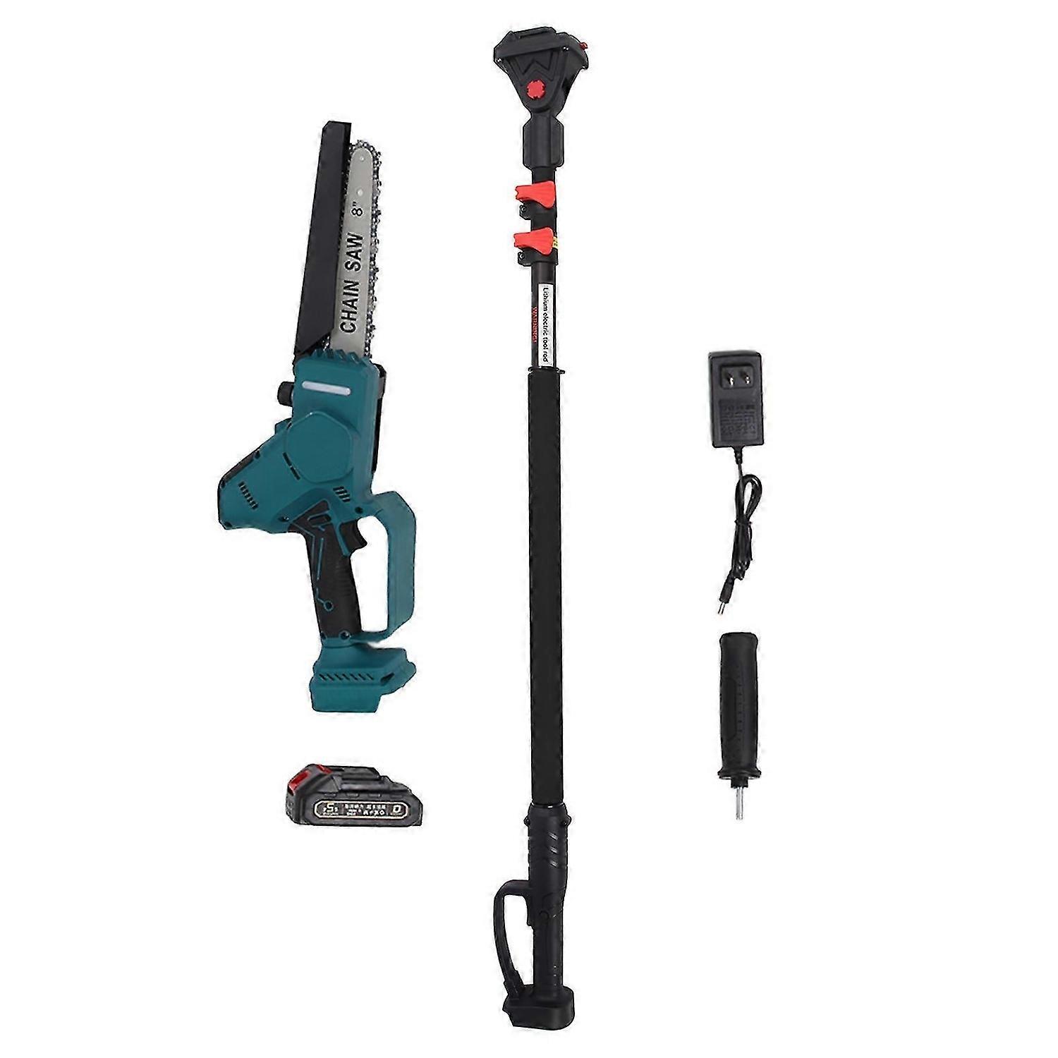 8in Electric Pruning Chainsaw Rechargeable Cordless Mini Chain Saw with 2.5m Extension Rod AC100240V US Plug